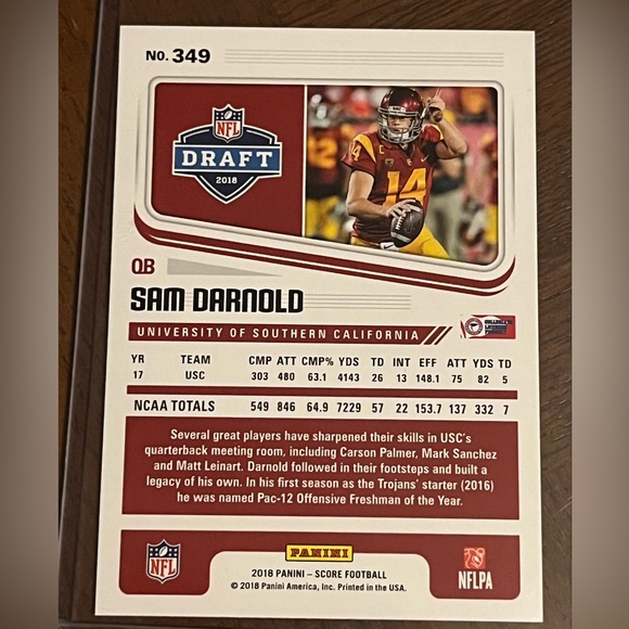 Sam Darnold Rookie and Draft trading cards. Great/mint condition. Pls see pics. - Picture 6 of 6